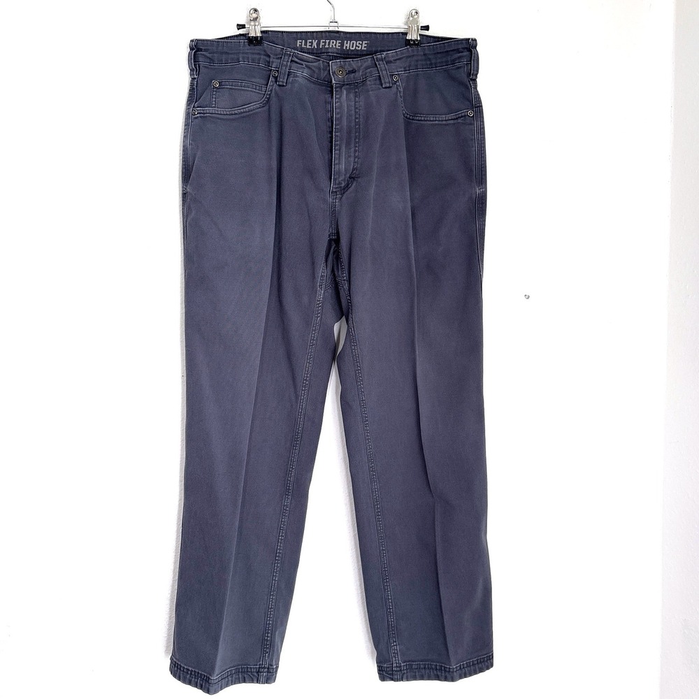 Duluth Trading Co Flex Fire Hose Work Pants Mens 36x30 Gray Straight Leg Stretch